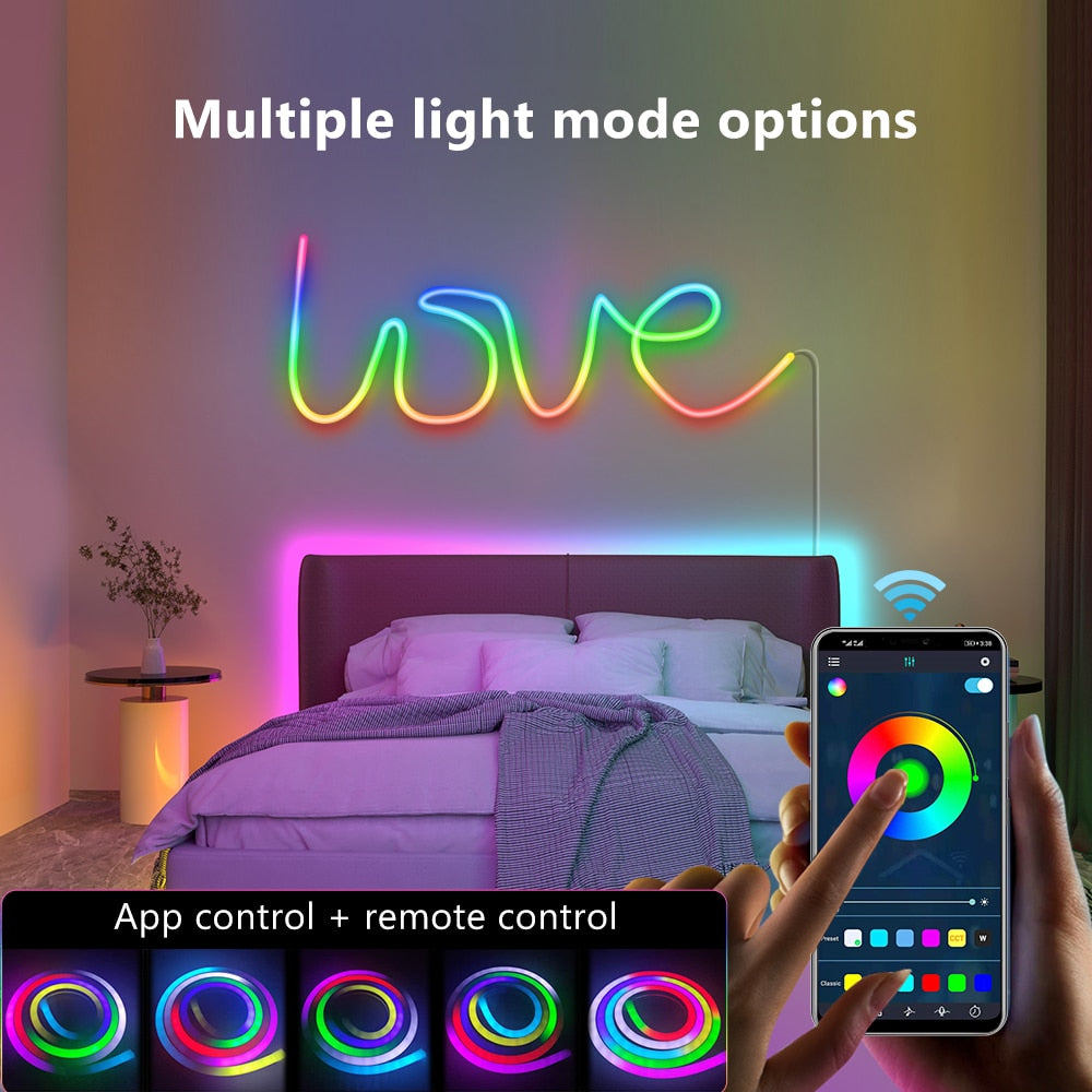 LED Smart Neon Rope Light with Remote - Music - Microphone