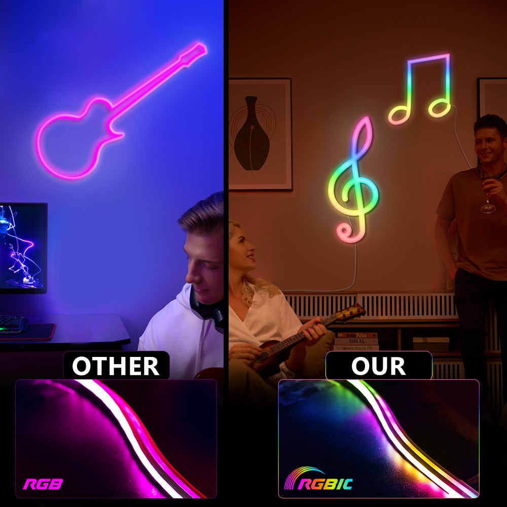 LED Smart Neon Rope Light with Remote - Music - Microphone